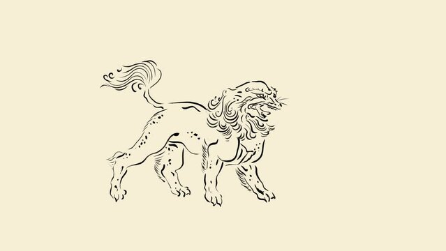 鳥獣戯画吠える獅子