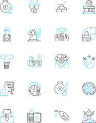 Politics linear icons set. Democracy, Government, Leadership, Accountability, Legislation, Diplomacy, Ideology line vector and concept signs. Constituency,Campaigns,Bureaucracy outline illustrations - obrazy, fototapety, plakaty