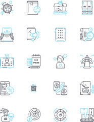 Decision-making body linear icons set. Board, Committee, Council, Panel, Assembly, Tribunal, Caucus line vector and concept signs. Commission,Panel,Governing outline illustrations
