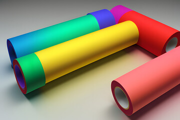 3d render of a set of colorful paper roll