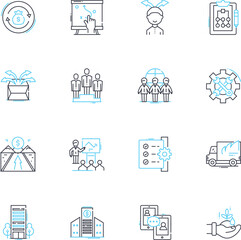 Beginning steps linear icons set. Initiative, Start, Introduction, Commencement, Launch, Inception, Initiation line vector and concept signs. Kickoff,Genesis,Onset outline illustrations