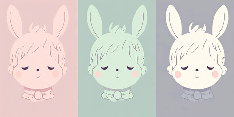 Obraz premium Cute kawaii minimal character pastel