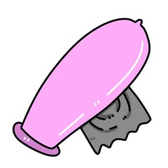 cute condom cartoon on white background