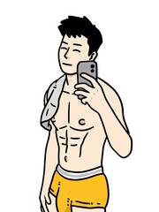 Fototapeta premium cute man cartoon on white background