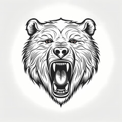 Angry Bear Head Tattoo. Generative AI