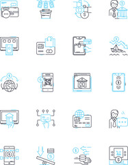 Economic progress linear icons set. Innovation, Growth, Development, Employment, Opportunity, Investment, Competitiveness line vector and concept signs. Advancement,Expansion,Prosperity outline