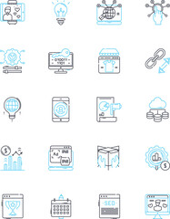 Marketing business linear icons set. Branding, Nerking, Advertising, Promotion, Strategy, Analytics, Targeting line vector and concept signs. Sales,Research,Content outline illustrations