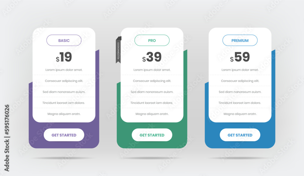 Fototapete pricing table ui for web with abstract shape