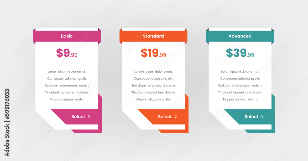 Aufkleber minimal subscription plan list comparison price table ui template