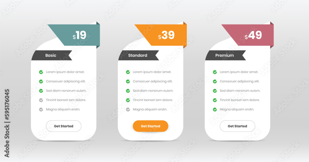 Aufkleber minimalistic modern pricing comparison table with abstract shapes