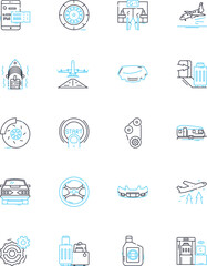 Navigator linear icons set. Direction, Explore, Navigate, Guide, Map, Discovery, Compass line vector and concept signs. Expedition,Journey,Adventure outline illustrations