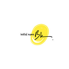Bk Initial Handwriting Signature Logo Vector