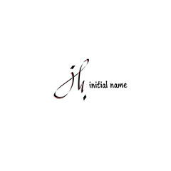 jh Initial Handwriting Signature Logo Vector