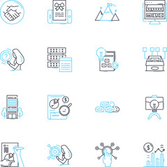 Internet posts linear icons set. Social, Blog, Article, Discussion, Thread, Share, Tweet line vector and concept signs. Update,Post,Status outline illustrations