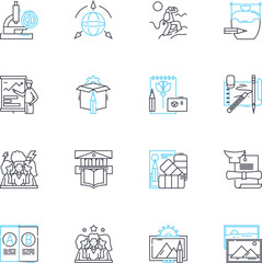Academy linear icons set. Education, Learning, Instruction, Enrichment, Scholarly, Curriculum, Training line vector and concept signs. Knowledge,Scholars,Study outline illustrations