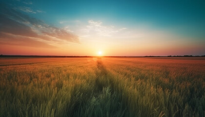 Fototapeta na wymiar Golden wheat and barley fields at sunrise generated by AI