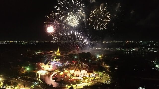 fireworks over the city,Thailand