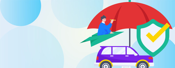 Fototapeta premium Buy insurance for car flat character vector concept operation hand drawn illustration 