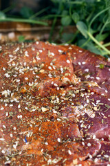 Sliced and pickled with spices and salt