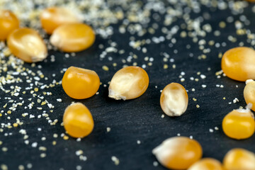 yellow corn grain flour for cooking polenta porridge