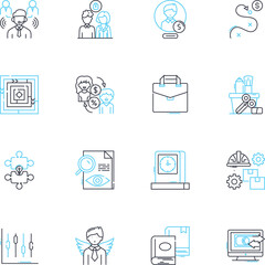 Automotive Parts linear icons set. Engine, Transmission, Suspension, Brakes, Battery, Alternator, Radiator line vector and concept signs. Fuel pump,Exhaust,Steering outline illustrations