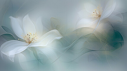 Abstract diaphanous ethereal flowers. Generative AI image