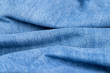 close-up of a new blue denim fabric