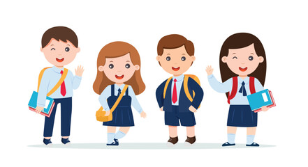 character kids student in school uniform vector illustration
