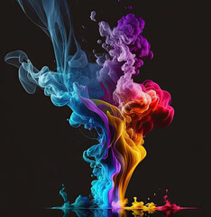 Explosión de humo multi color para fondo, decoración, pintura.