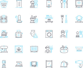 Social hobby linear icons set. Nerking, Connecting, Gatherings, Friendship, Get-togethers, Parties, Conversations line vector and concept signs. Engaging,Interaction,Collaboration outline