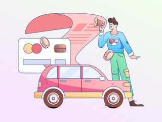 Buy insurance for car flat character vector concept operation hand drawn illustration
