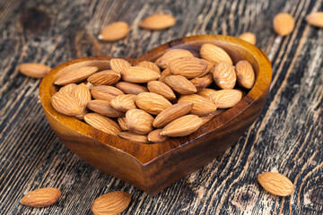 peeled almonds nuts close-up on the table