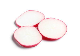 Obraz na płótnie Canvas Slices of fresh radish isolated on white background
