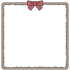 赤いリボンと茶色のフレーム