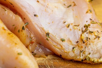 Freshly washed and skinned chicken meat