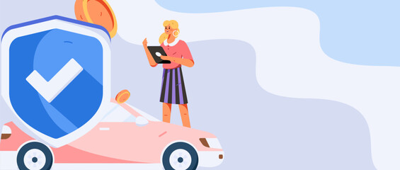 Buy insurance for car flat character vector concept operation hand drawn illustration
