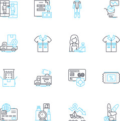 Wardrobe updates linear icons set. Refresh, Upgrade, Revamp, Renew, Rejuvenate, Modernize, Adjust line vector and concept signs. Change,Transform,Modify outline illustrations