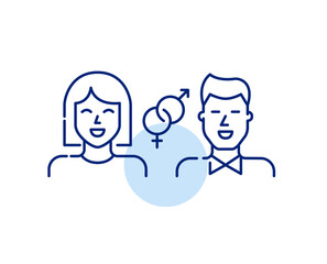 Heterosexual couple. Straight dating app match. Happy girl and guy. Pixel perfect, editable stroke line design icon