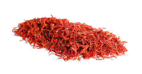 Pile of saffron on white background