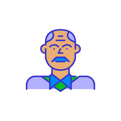 Middle aged man. Bold color cartoon style simplistic minimalistic icon for marketing and branding line design