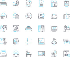 Appliance linear icons set. Refrigerator, Dishwasher, Microwave, Oven, Blender, Mixer, Toaster line vector and concept signs. Juicer,Stovetop,Coffeemaker outline illustrations