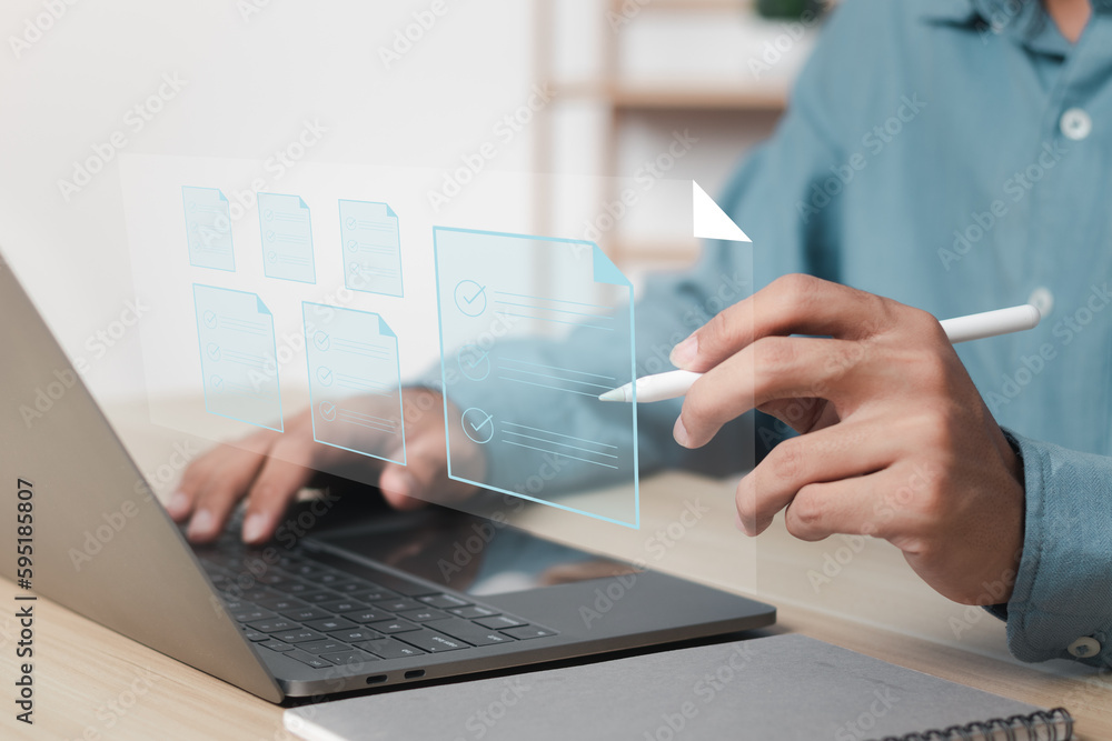 Poster questionnaire with checkboxes, filling survey form online, answer questions of test. survey form con