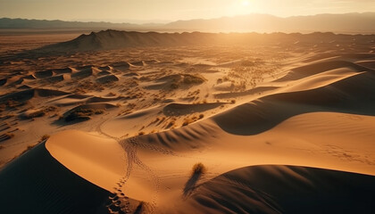 Fototapeta na wymiar Rippled sand dunes in arid Africa generated by AI