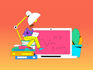 Education learning people flat vector concept hand drawn illustration
