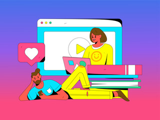 Education learning people flat vector concept hand drawn illustration
