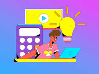 Education learning people flat vector concept hand drawn illustration
