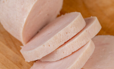Sliced fresh chicken ham from meat