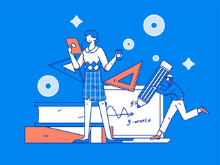 Education learning people flat vector concept hand drawn illustration
