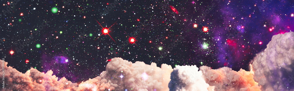 Wall mural night sky with clouds and stars.fantasy in high resolution ideal for wallpaper. elements of this ima