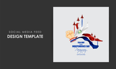 Vector illustration of Paraguay Independence Day social media story feed mockup template